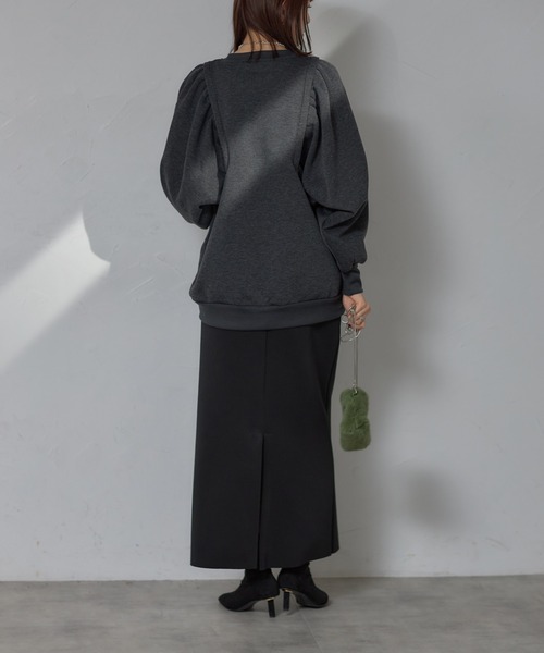 each（イーチ）の「裏起毛ワイドスリーブスウェットプルオーバー（スウェット・レディース・グレー/オリーブ/ブラック・FREE）」の19枚目の写真