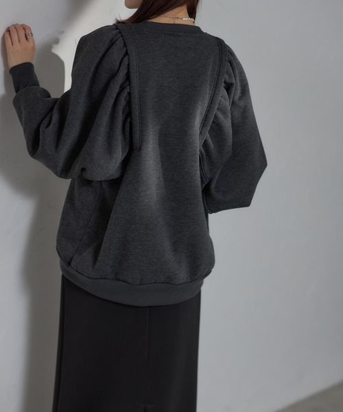 each（イーチ）の「裏起毛ワイドスリーブスウェットプルオーバー（スウェット・レディース・グレー/オリーブ/ブラック・FREE）」の16枚目の写真