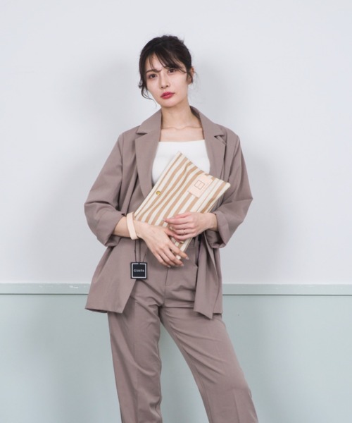 GUAPA(グアパ)の「【GUAPA】サコッシュ ショルダーバッグ クラッチバッグ ストライプ 2WAY(ショルダーバッグ・レディース・ネイビー/ベージュ/ブルー・FREE)」の11枚目の写真