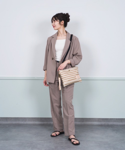 GUAPA(グアパ)の「【GUAPA】サコッシュ ショルダーバッグ クラッチバッグ ストライプ 2WAY(ショルダーバッグ・レディース・ネイビー/ベージュ/ブルー・FREE)」の15枚目の写真