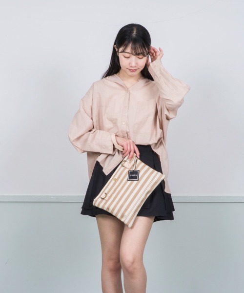 GUAPA(グアパ)の「【GUAPA】サコッシュ ショルダーバッグ クラッチバッグ ストライプ 2WAY(ショルダーバッグ・レディース・ネイビー/ベージュ/ブルー・FREE)」の17枚目の写真