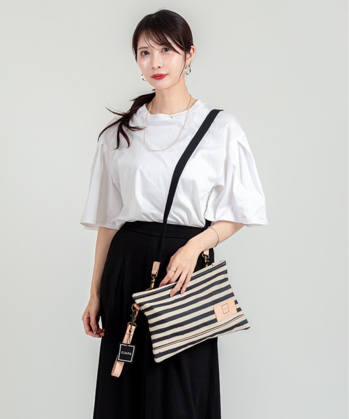 GUAPA(グアパ)の「【GUAPA】サコッシュ ショルダーバッグ クラッチバッグ ストライプ 2WAY(ショルダーバッグ・レディース・ネイビー/ベージュ/ブルー・FREE)」の16枚目の写真