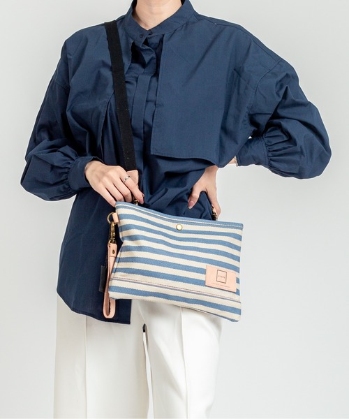 GUAPA(グアパ)の「【GUAPA】サコッシュ ショルダーバッグ クラッチバッグ ストライプ 2WAY(ショルダーバッグ・レディース・ネイビー/ベージュ/ブルー・FREE)」の19枚目の写真