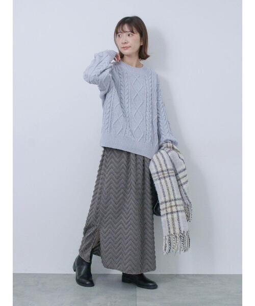 Samansa Mos2 blue（サマンサモスモスブルー）の「【帯電防止】マットモールニットプルオーバー（ニット/セーター・レディース・グレー/オフホワイト/サックスブルー/オレンジ/グリーン・F）」の7枚目の写真