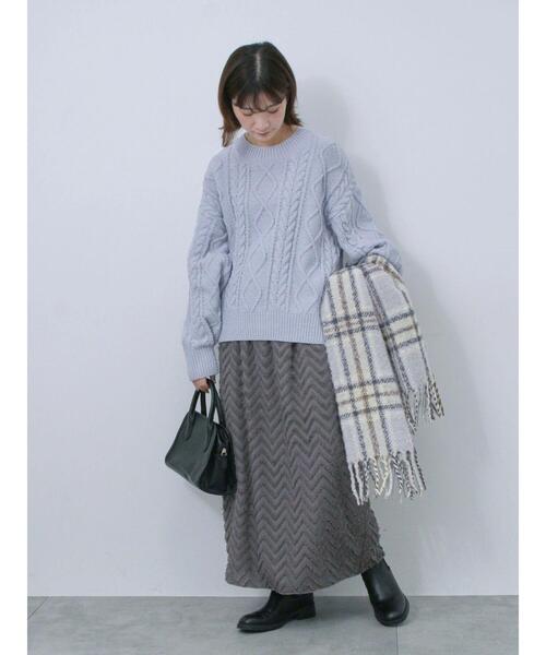 Samansa Mos2 blue（サマンサモスモスブルー）の「【帯電防止】マットモールニットプルオーバー（ニット/セーター・レディース・グレー/オフホワイト/サックスブルー/オレンジ/グリーン・F）」の8枚目の写真