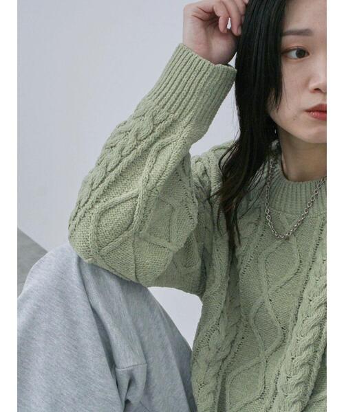 Samansa Mos2 blue（サマンサモスモスブルー）の「【帯電防止】マットモールニットプルオーバー（ニット/セーター・レディース・グレー/オフホワイト/サックスブルー/オレンジ/グリーン・F）」の11枚目の写真