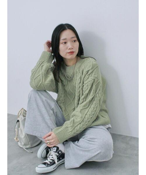 Samansa Mos2 blue（サマンサモスモスブルー）の「【帯電防止】マットモールニットプルオーバー（ニット/セーター・レディース・グレー/オフホワイト/サックスブルー/オレンジ/グリーン・F）」の12枚目の写真