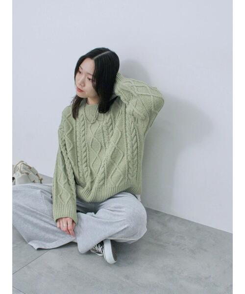 Samansa Mos2 blue（サマンサモスモスブルー）の「【帯電防止】マットモールニットプルオーバー（ニット/セーター・レディース・グレー/オフホワイト/サックスブルー/オレンジ/グリーン・F）」の13枚目の写真