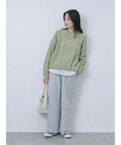 Samansa Mos2 blue（サマンサモスモスブルー）の「【帯電防止】マットモールニットプルオーバー（ニット/セーター・レディース・グレー/オフホワイト/サックスブルー/オレンジ/グリーン・F）」の14枚目の写真