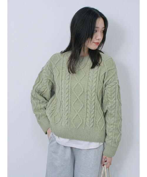 Samansa Mos2 blue（サマンサモスモスブルー）の「【帯電防止】マットモールニットプルオーバー（ニット/セーター・レディース・グレー/オフホワイト/サックスブルー/オレンジ/グリーン・F）」の18枚目の写真