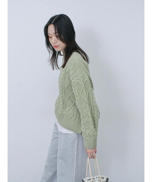 Samansa Mos2 blue（サマンサモスモスブルー）の「【帯電防止】マットモールニットプルオーバー（ニット/セーター・レディース・グレー/オフホワイト/サックスブルー/オレンジ/グリーン・F）」の19枚目の写真