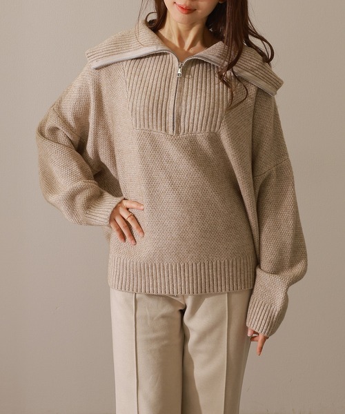 LETLOOSE ハーフジップニット モールハーフジップニット(M グリーン): トップス｜Right-on公式