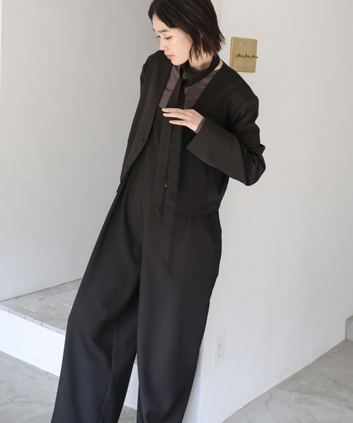 未使用【select MOCA Et】サロペット セットアップ 黒 L セール】【Et】No-Collar Jacket Overalls Set（サロペット