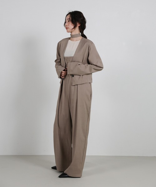 select MOCA Et(セレクトモカエト)の「【Et】No-Collar Jacket Overalls Set(サロペット/オーバーオール・レディース・ブラック/モカ・LARGE/MEDIUM)」の5枚目の写真