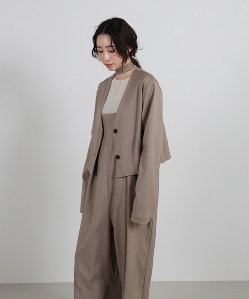 select MOCA Et(セレクトモカエト)の「【Et】No-Collar Jacket Overalls Set(サロペット/オーバーオール・レディース・ブラック/モカ・LARGE/MEDIUM)」の7枚目の写真