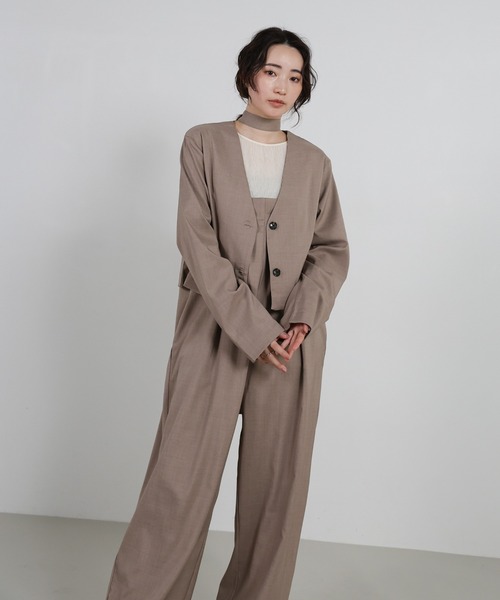 select MOCA Et(セレクトモカエト)の「【Et】No-Collar Jacket Overalls Set(サロペット/オーバーオール・レディース・ブラック/モカ・LARGE/MEDIUM)」の8枚目の写真