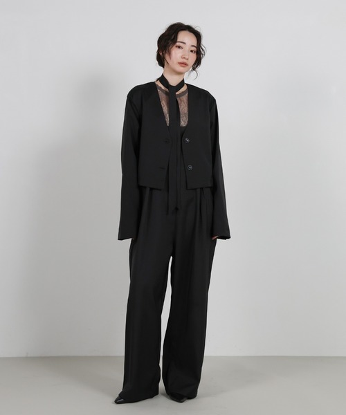 Et】No-Collar Jacket Overalls Set（サロペット/オーバーオール