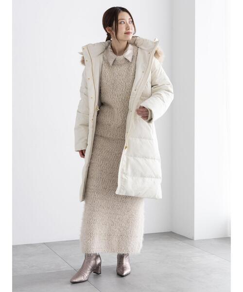 Te chichi(テチチ)の「ミックスシャギーモールニットスカート(セットアップ可)(スカート・レディース・チャコールグレー/ベージュ・F)」の4枚目の写真