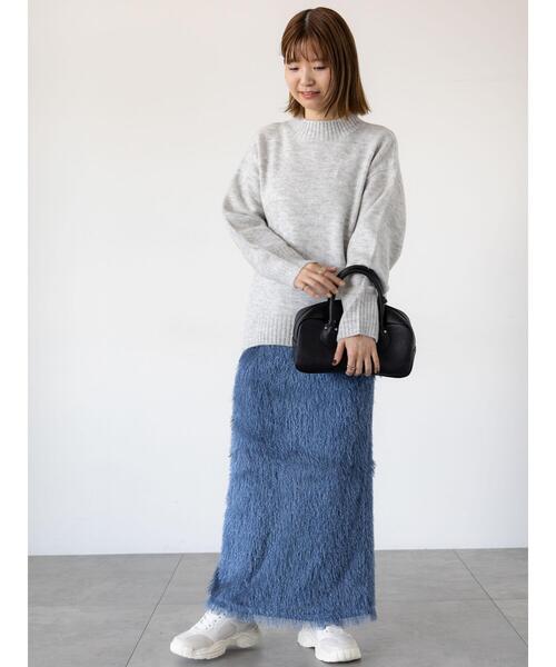 Lugnoncure（ルノンキュール）の「ふわふわハイネックニット（ニット/セーター・レディース・ブラック/グリーン/オレンジ/パープル/グレー・F）」の22枚目の写真