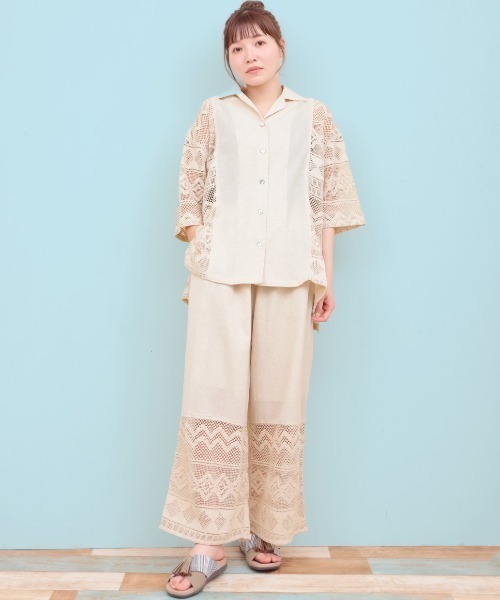 チチカカ（チチカカ）の「Rico インドコットンｘレースシャツ（シャツ/ブラウス・レディース・ブラック/ナチュラル/マスタード・FREE）」の7枚目の写真