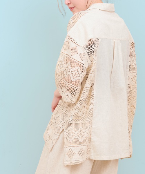 チチカカ（チチカカ）の「Rico インドコットンｘレースシャツ（シャツ/ブラウス・レディース・ブラック/ナチュラル/マスタード・FREE）」の8枚目の写真