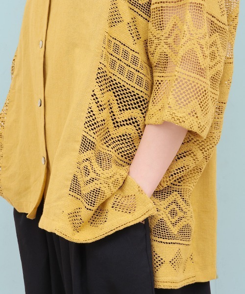 チチカカ（チチカカ）の「Rico インドコットンｘレースシャツ（シャツ/ブラウス・レディース・ブラック/ナチュラル/マスタード・FREE）」の10枚目の写真