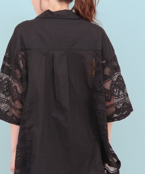 チチカカ（チチカカ）の「Rico インドコットンｘレースシャツ（シャツ/ブラウス・レディース・ブラック/ナチュラル/マスタード・FREE）」の6枚目の写真