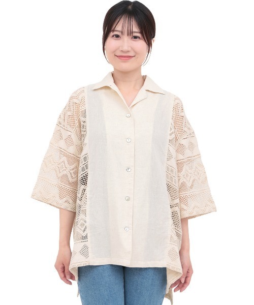 チチカカ（チチカカ）の「Rico インドコットンｘレースシャツ（シャツ/ブラウス・レディース・ブラック/ナチュラル/マスタード・FREE）」の12枚目の写真