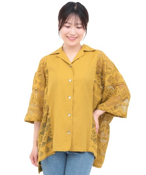 チチカカ（チチカカ）の「Rico インドコットンｘレースシャツ（シャツ/ブラウス・レディース・ブラック/ナチュラル/マスタード・FREE）」の13枚目の写真