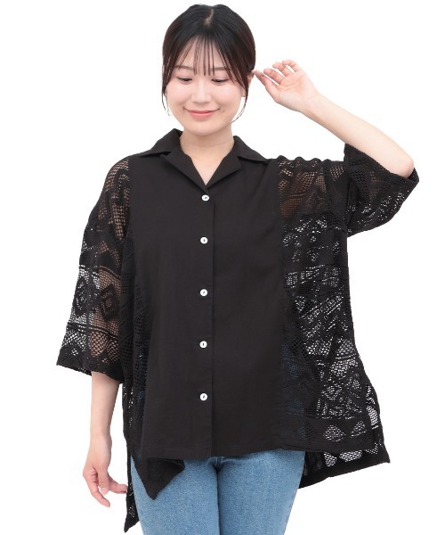 チチカカ（チチカカ）の「Rico インドコットンｘレースシャツ（シャツ/ブラウス・レディース・ブラック/ナチュラル/マスタード・FREE）」の11枚目の写真