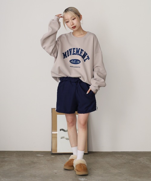 ROOPTOKYO(ループトウキョウ)の「カレッジロゴプリント スウェット ルーズシルエット 夏物 夏服(スウェット・レディース・グレー/ブラック/ピンク/ネイビー/ベージュ・FREE)」の22枚目の写真