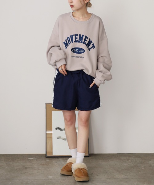 ROOPTOKYO(ループトウキョウ)の「カレッジロゴプリント スウェット ルーズシルエット 夏物 夏服(スウェット・レディース・グレー/ブラック/ピンク/ネイビー/ベージュ・FREE)」の21枚目の写真