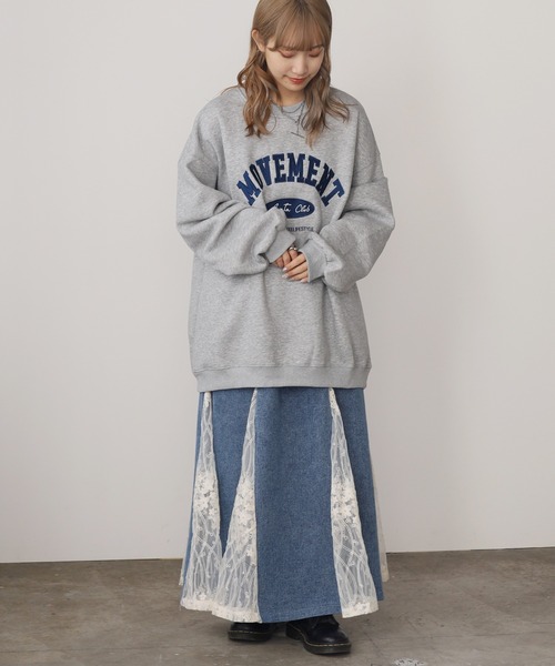 ROOPTOKYO(ループトウキョウ)の「カレッジロゴプリント スウェット ルーズシルエット 夏物 夏服(スウェット・レディース・グレー/ブラック/ピンク/ネイビー/ベージュ・FREE)」の12枚目の写真