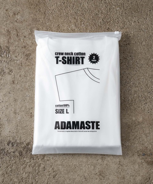 ADAMASTE（アダマスト）の「ADAMASTE original crew neck pack t-shirts - オリジナルクルーネックパックT【2枚組】【短丈】（Tシャツ/カットソー・メンズ・ホワイト×ブラック/ブラック/ホワイト・MEDIUM/LARGE）」の4枚目の写真