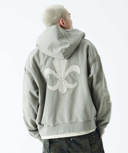 フーディー｜Fleur Leather Patch Zip hoodie｜SUPPLIER