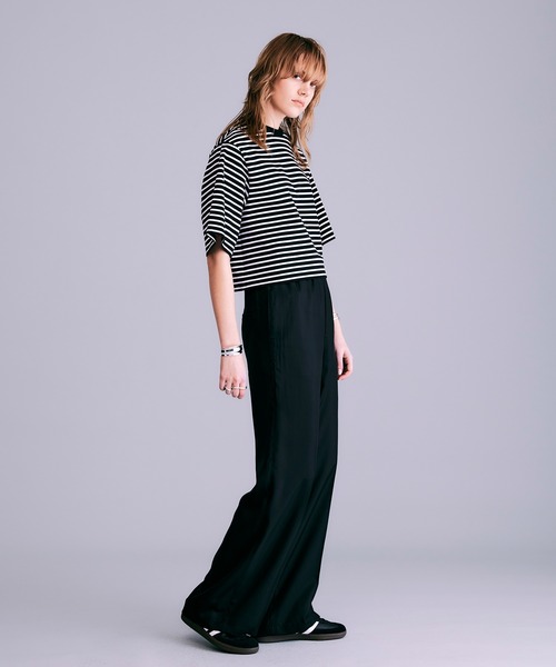 NOISE MAKER(ノイズメーカー)の「ボックスシルエットボーダーTシャツ【MADE IN JAPAN】(Tシャツ/カットソー・レディース・ネイビー/ホワイト/ブラック・FREE)」の12枚目の写真