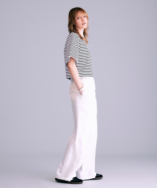 NOISE MAKER(ノイズメーカー)の「ボックスシルエットボーダーTシャツ【MADE IN JAPAN】(Tシャツ/カットソー・レディース・ネイビー/ホワイト/ブラック・FREE)」の6枚目の写真