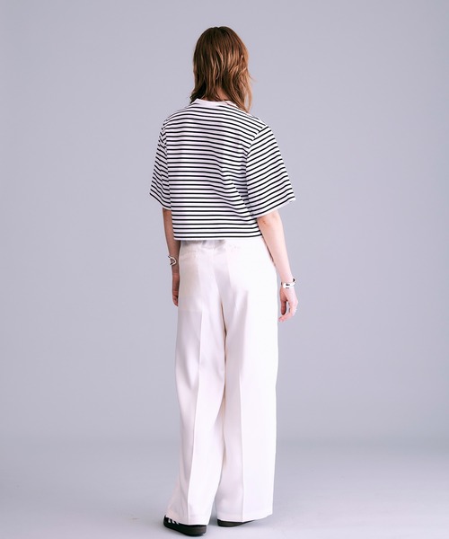 NOISE MAKER(ノイズメーカー)の「ボックスシルエットボーダーTシャツ【MADE IN JAPAN】(Tシャツ/カットソー・レディース・ネイビー/ホワイト/ブラック・FREE)」の5枚目の写真