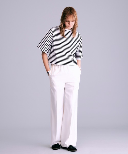 NOISE MAKER(ノイズメーカー)の「ボックスシルエットボーダーTシャツ【MADE IN JAPAN】(Tシャツ/カットソー・レディース・ネイビー/ホワイト/ブラック・FREE)」の7枚目の写真