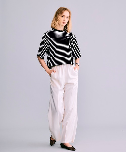 NOISE MAKER(ノイズメーカー)の「ボックスシルエットボーダーTシャツ【MADE IN JAPAN】(Tシャツ/カットソー・レディース・ネイビー/ホワイト/ブラック・FREE)」の14枚目の写真