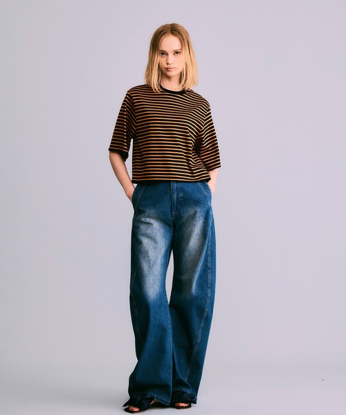 NOISE MAKER(ノイズメーカー)の「ボックスシルエットボーダーTシャツ【MADE IN JAPAN】(Tシャツ/カットソー・レディース・ネイビー/ホワイト/ブラック・FREE)」の16枚目の写真