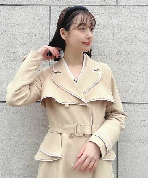 an another angelus（アンアナザーアンジェラス）の「パイピング使いトレンチコート/fint　フィント（トレンチコート・レディース・アイボリー/ライトベージュ/ピンクベージュ・FREE）」の5枚目の写真