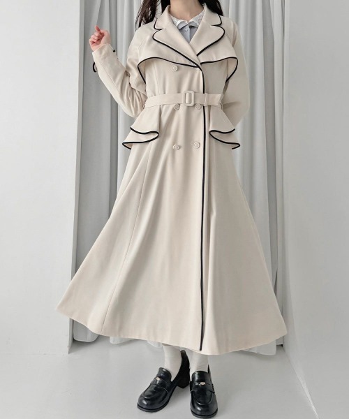an another angelus（アンアナザーアンジェラス）の「パイピング使いトレンチコート/fint　フィント（トレンチコート・レディース・アイボリー/ライトベージュ/ピンクベージュ・FREE）」の15枚目の写真