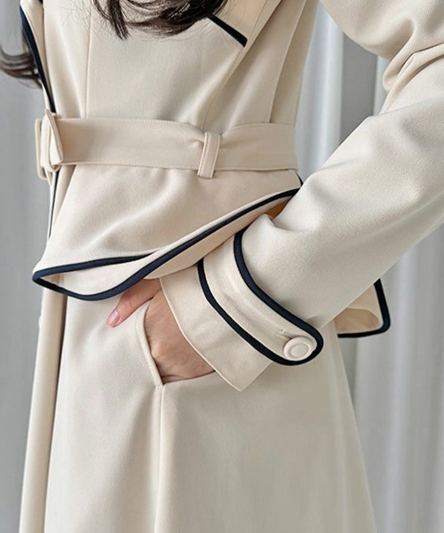 an another angelus（アンアナザーアンジェラス）の「パイピング使いトレンチコート/fint　フィント（トレンチコート・レディース・アイボリー/ライトベージュ/ピンクベージュ・FREE）」の17枚目の写真