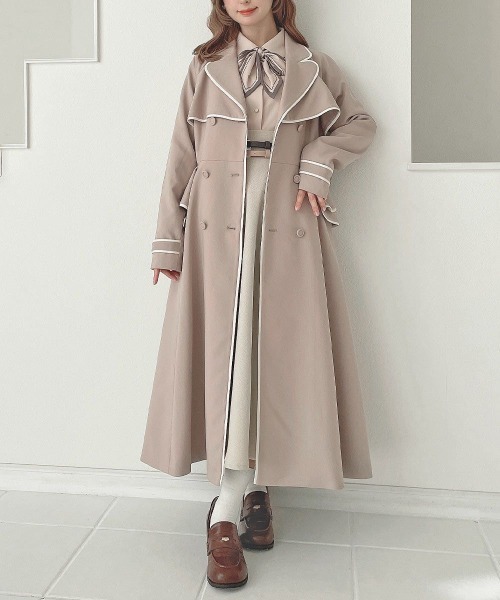 an another angelus（アンアナザーアンジェラス）の「パイピング使いトレンチコート/fint　フィント（トレンチコート・レディース・アイボリー/ライトベージュ/ピンクベージュ・FREE）」の20枚目の写真