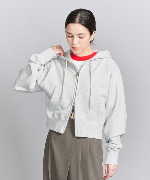 セール】コットン ショートフロントジップパーカ（パーカー