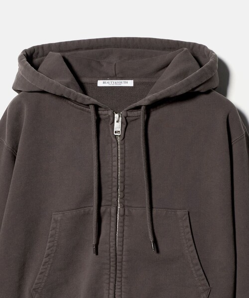 BEAUTY&YOUTH コットン ショートフロントジップパー コットン ショートフロントジップパーカ（パーカー