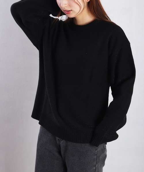 WESTSEA(ウエストシー)の「オーバーサイズ ラメニット クルー(ニット/セーター・メンズ・ブラック×ブラック/ブラック×シルバー・M/L)」の14枚目の写真