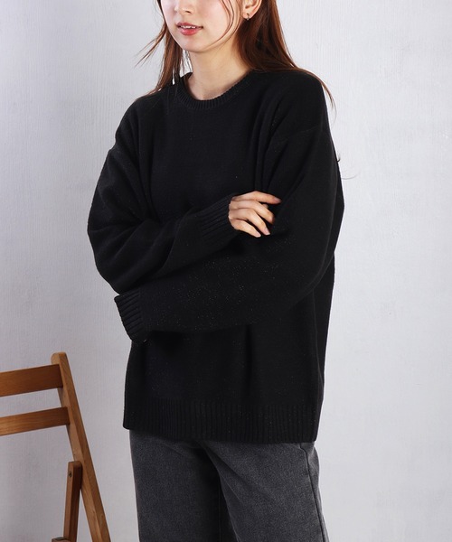 WESTSEA(ウエストシー)の「オーバーサイズ ラメニット クルー(ニット/セーター・メンズ・ブラック×ブラック/ブラック×シルバー・M/L)」の16枚目の写真
