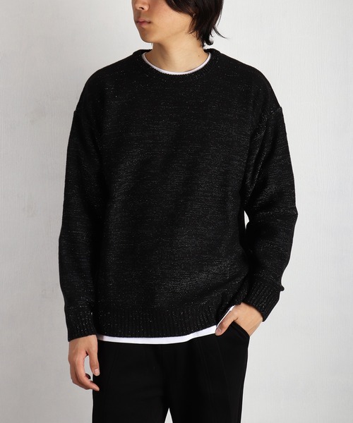 WESTSEA(ウエストシー)の「オーバーサイズ ラメニット クルー(ニット/セーター・メンズ・ブラック×ブラック/ブラック×シルバー・M/L)」の20枚目の写真